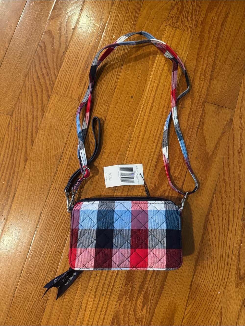 NWT Vera Bradley Quilted Plaid Crossbody or wristlet in patriotic plaid